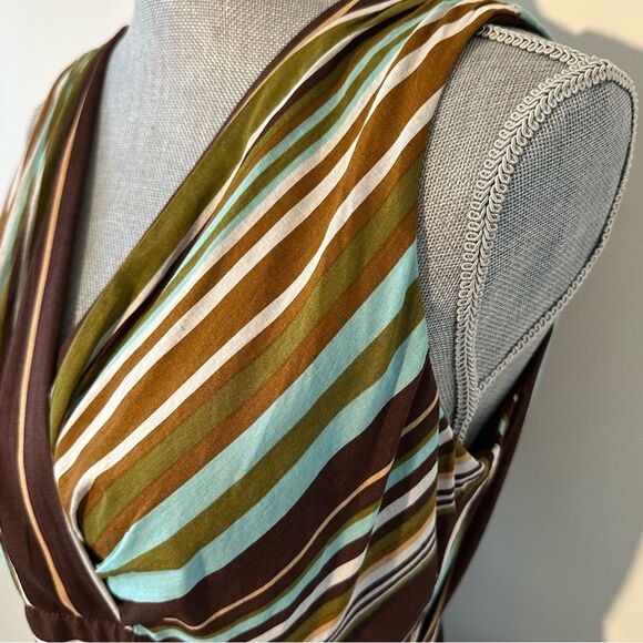 Rabbit Designs Women’s Flattering V-Neck Dress SZ 12 Sleeveless Striped Lined - Picture 5 of 14